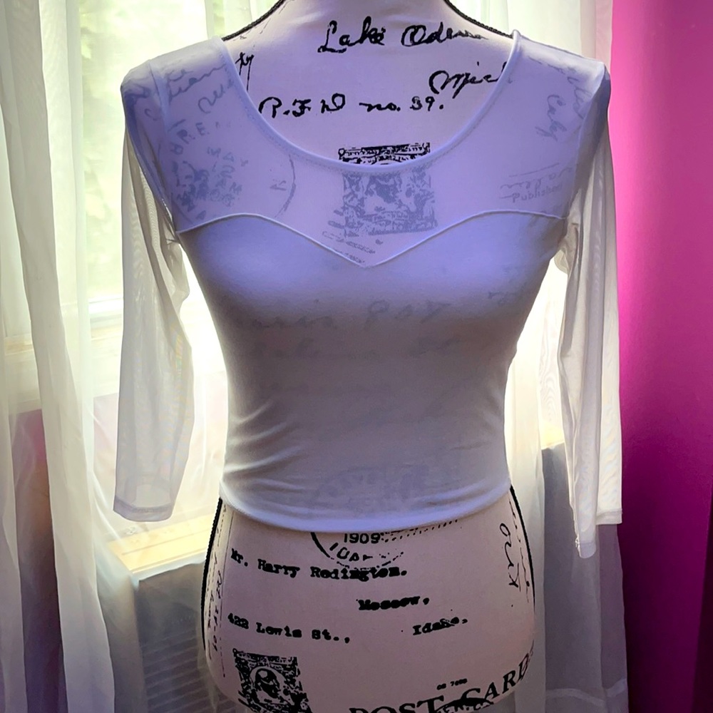 Sexy See-Through White Crop Top